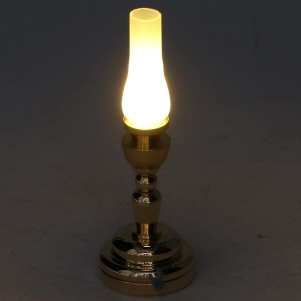 Mini-LED-Tischlampe aus Metall im Retro-Stil für 1:12 Puppenhaus