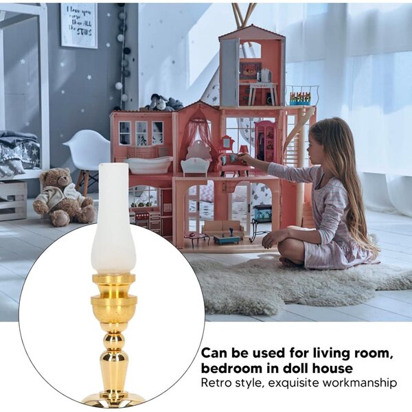 Mini-LED-Tischlampe aus Metall im Retro-Stil für 1:12 Puppenhaus