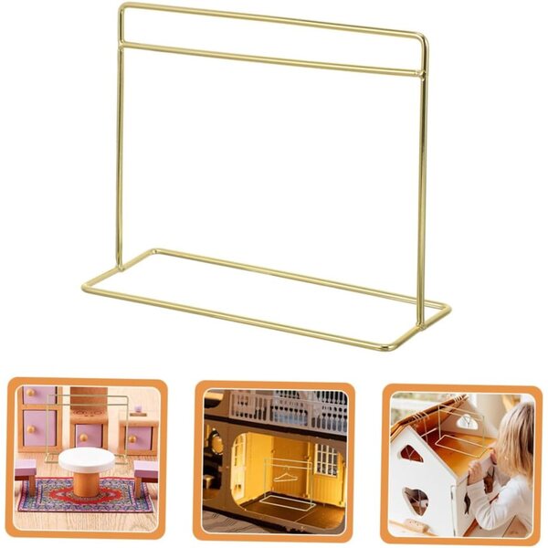 Mikinona Appendiabiti Mini in Ferro Dorato per Casa delle Bambole, Resistente e Decorativo