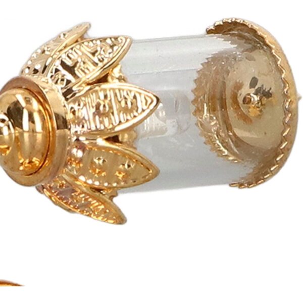 Puppenhaus-Miniaturlampe aus goldenem Metall mit LED und transparentem Lampenschirm