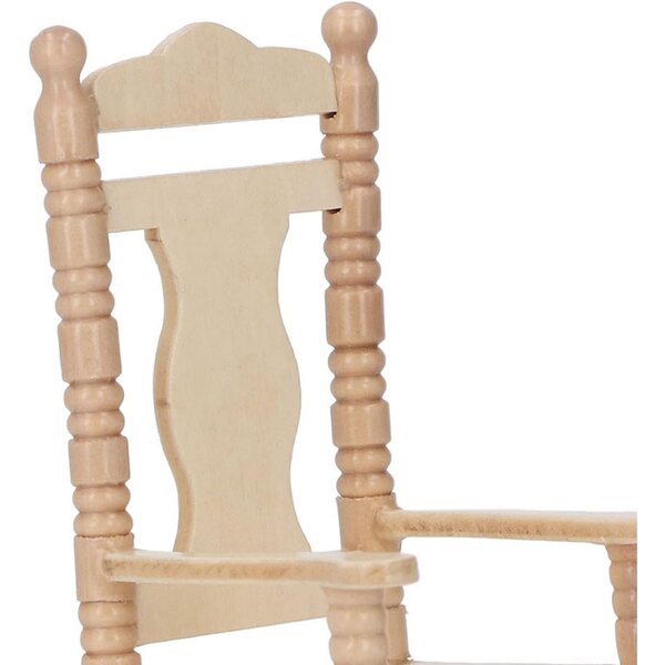 Sedia a dondolo in miniatura in legno di betulla per casa delle bambole 1:12, decorazione fatta a mano
