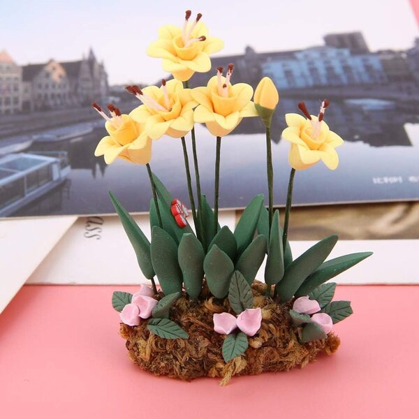 Mini-Blumentopf aus Kunstharz für Puppenhaus 1:12 – realistisches dekoratives Accessoire