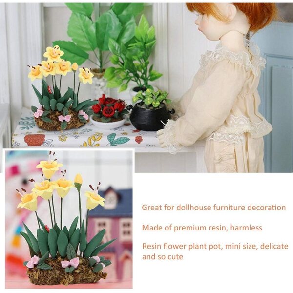 Mini-Blumentopf aus Kunstharz für Puppenhaus 1:12 – realistisches dekoratives Accessoire