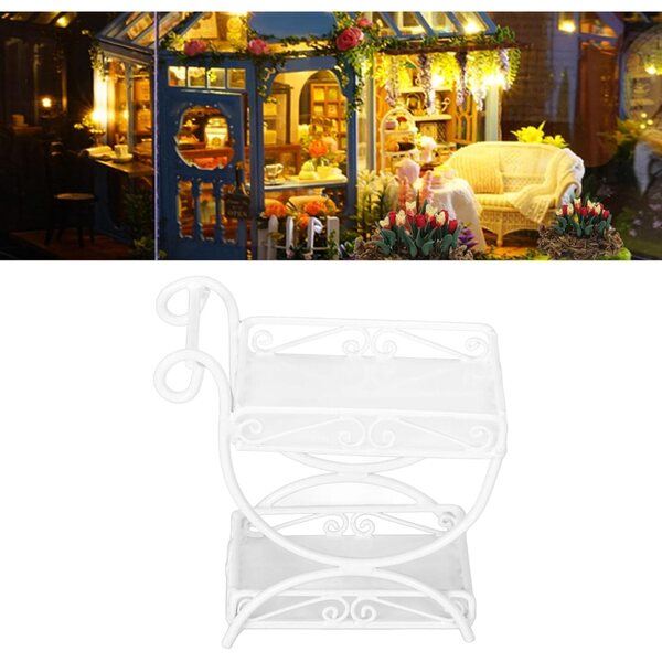 1/12 Miniatur-Gartenwagen aus weißem Metall für Puppenhaus
