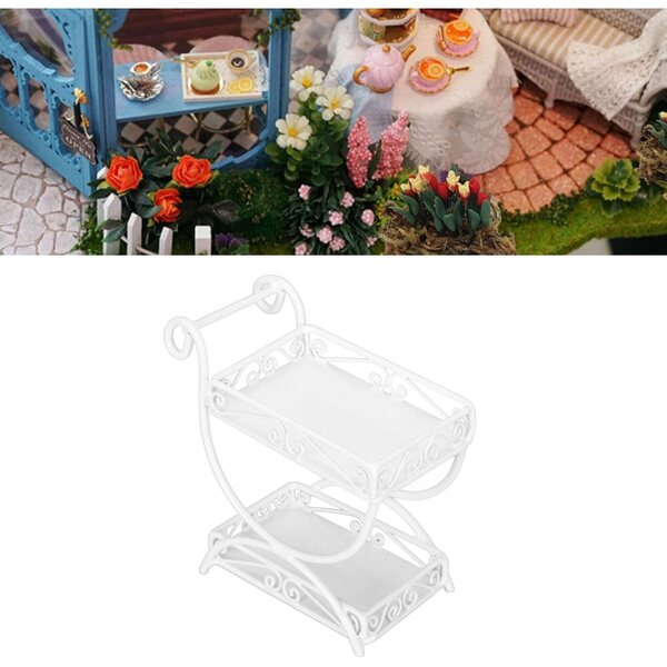 1/12 Miniatur-Gartenwagen aus weißem Metall für Puppenhaus