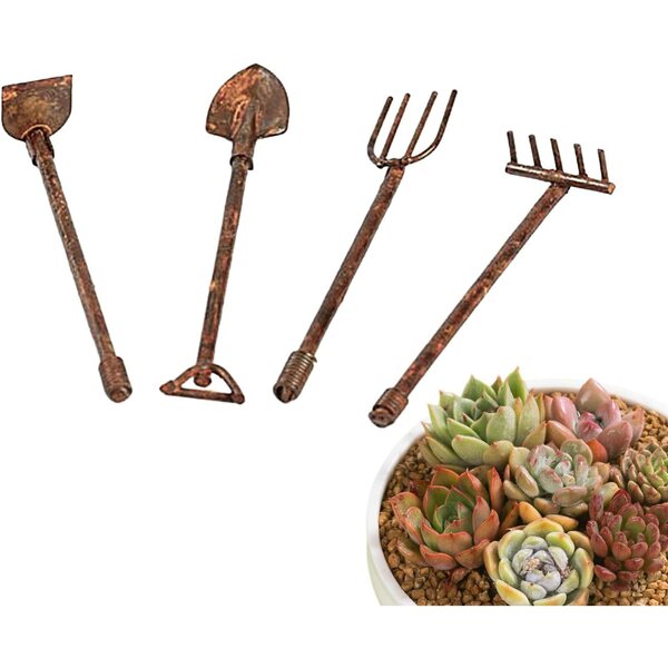 Set 4 mini pale da giardino in metallo per casa delle bambole 1:12 COMFOLIVING