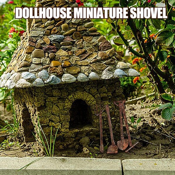 Set 4 mini pale da giardino in metallo per casa delle bambole 1:12 COMFOLIVING