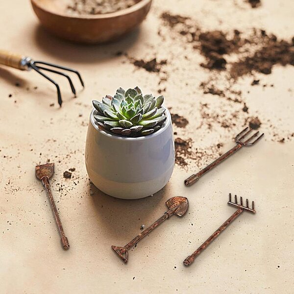 Set 4 mini pale da giardino in metallo per casa delle bambole 1:12 COMFOLIVING