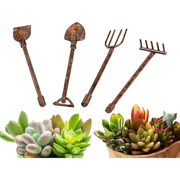 Set 4 mini pale da giardino in metallo per casa delle bambole 1:12 COMFOLIVING