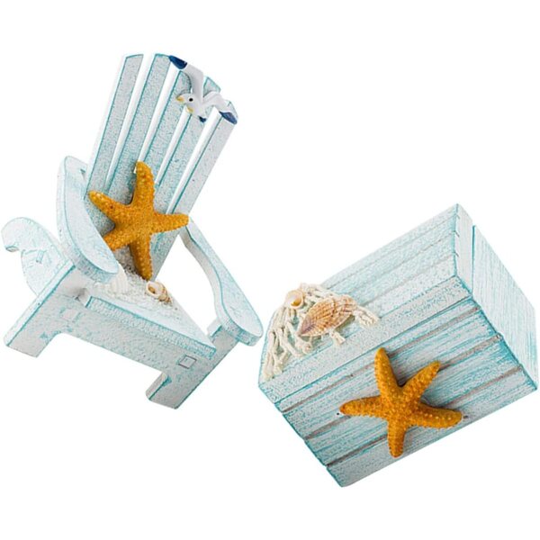 Mini Chaise de Plage en Bois de Pin Stile Mediterraneo per Decorazioni Nautiche