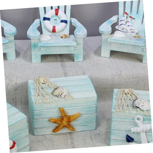 Mini Chaise de Plage en Bois de Pin im mediterranen Stil für nautische Dekorationen