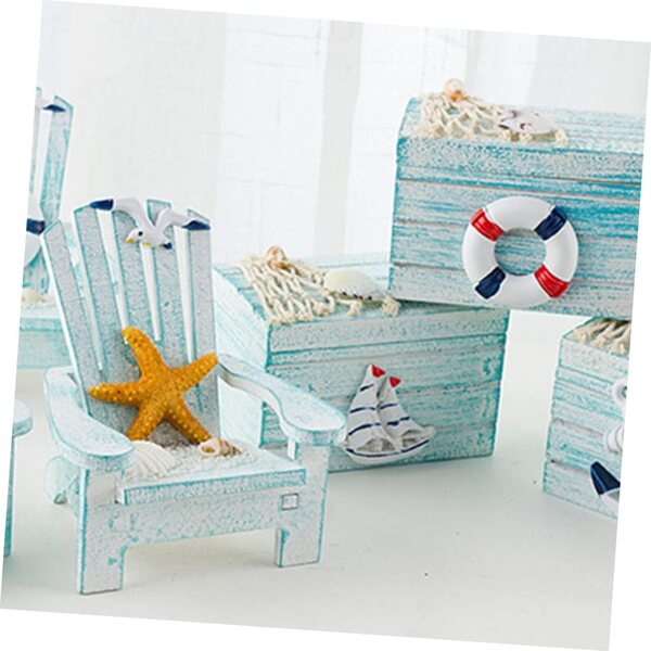 Mini Chaise de Plage en Bois de Pin im mediterranen Stil für nautische Dekorationen