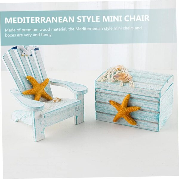 Mini Chaise de Plage en Bois de Pin im mediterranen Stil für nautische Dekorationen