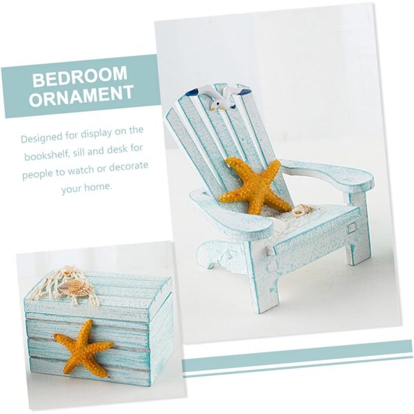 Mini Chaise de Plage en Bois de Pin im mediterranen Stil für nautische Dekorationen