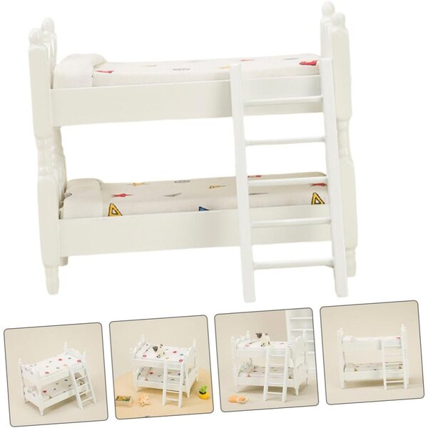 Mini Letto a Castello in Legno per Casa delle Bambole - ERINGOGO Decorazione Classica