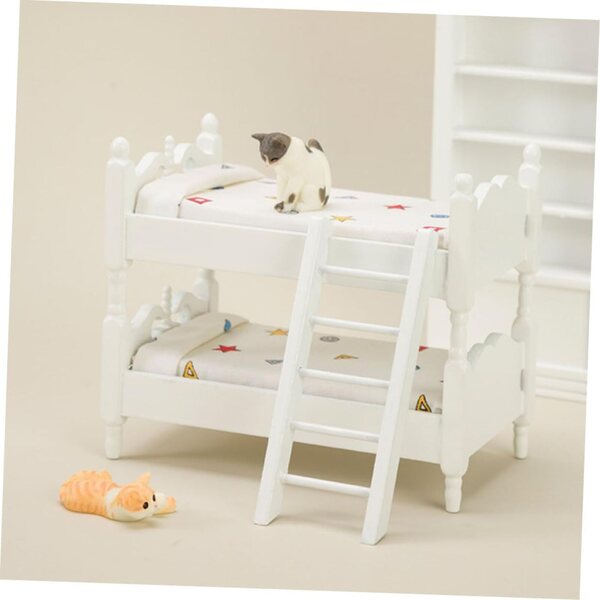 Mini Letto a Castello in Legno per Casa delle Bambole - ERINGOGO Decorazione Classica