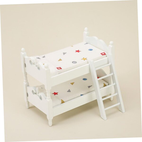 Mini Letto a Castello in Legno per Casa delle Bambole - ERINGOGO Decorazione Classica