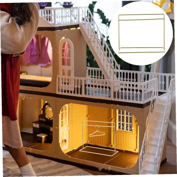 ORFOFE Mini Appendiabiti Dorato in Ferro per Casa delle Bambole, Accessorio Artigianale