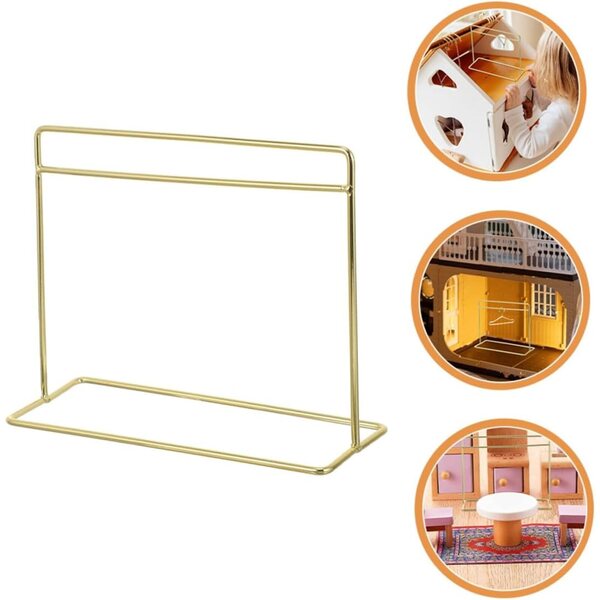 ORFOFE Mini Appendiabiti Dorato in Ferro per Casa delle Bambole, Accessorio Artigianale