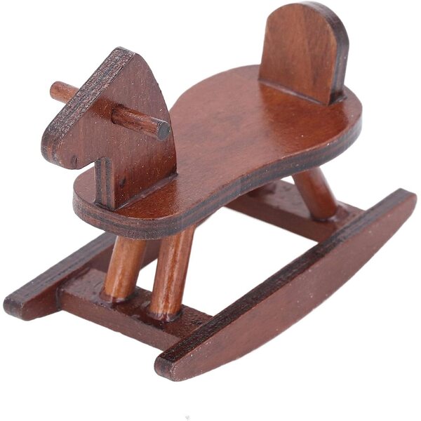Cheval a Bascule Miniatura in Legno per Casa delle Bambole - Scala 1:12, Accessorio Decorativo Realistico