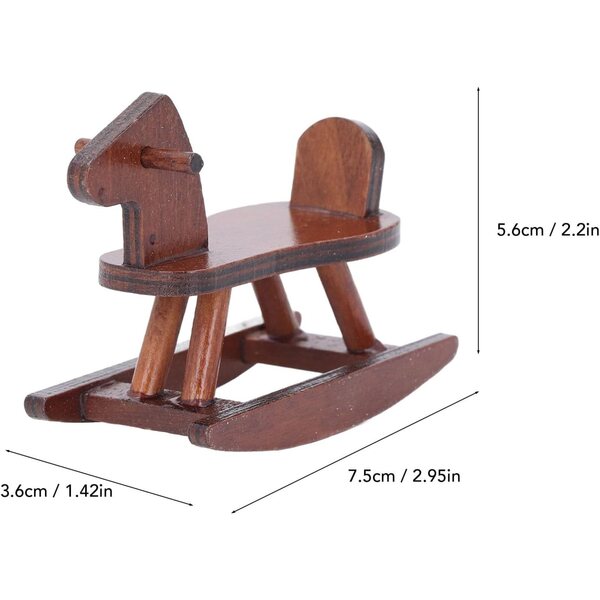 Cheval a Bascule Miniatura in Legno per Casa delle Bambole - Scala 1:12, Accessorio Decorativo Realistico