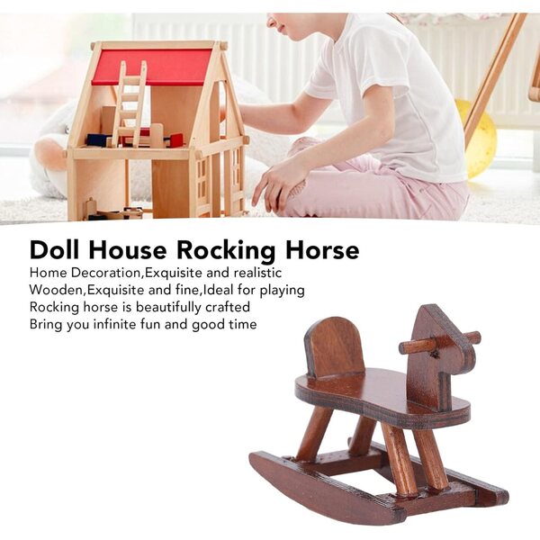 Cheval a Bascule Miniatura in Legno per Casa delle Bambole - Scala 1:12, Accessorio Decorativo Realistico