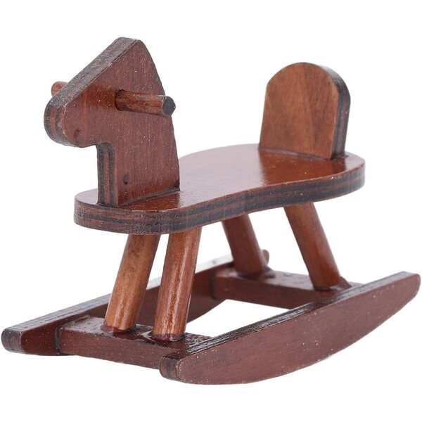 Cheval a Bascule Miniatura in Legno per Casa delle Bambole - Scala 1:12, Accessorio Decorativo Realistico