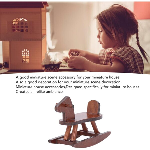 Cheval a Bascule Miniatura in Legno per Casa delle Bambole - Scala 1:12, Accessorio Decorativo Realistico