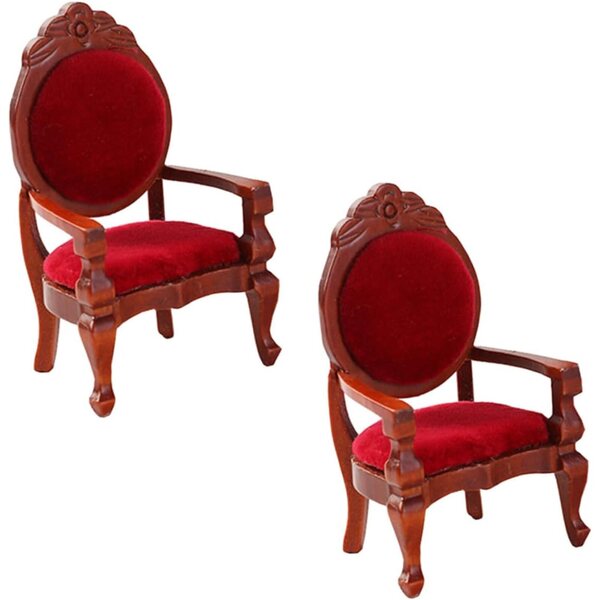 ifundom Mini Poltrona in Legno Rosso per Casa delle Bambole, Accessorio Decorativo Vintage