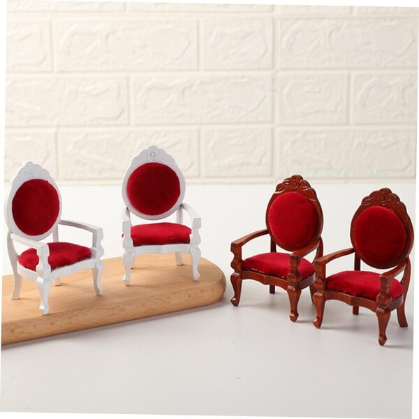 ifundom Mini Poltrona in Legno Rosso per Casa delle Bambole, Accessorio Decorativo Vintage