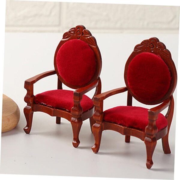 ifundom Mini Poltrona in Legno Rosso per Casa delle Bambole, Accessorio Decorativo Vintage