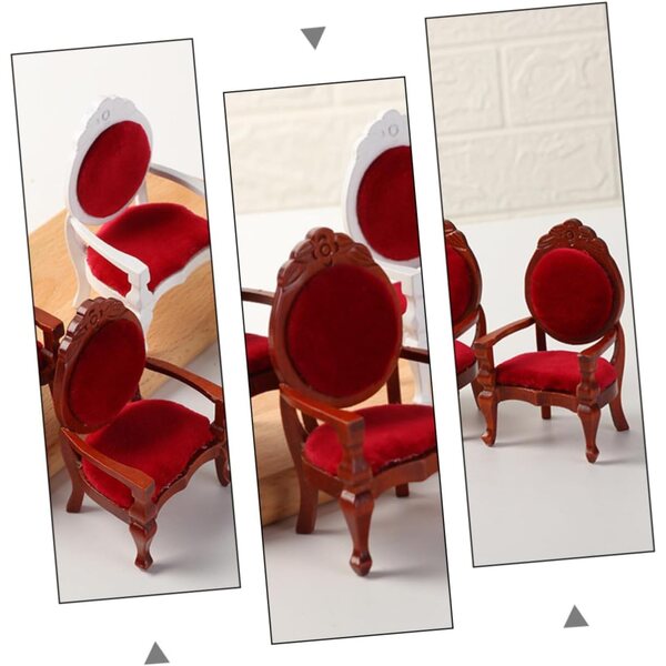 ifundom Mini Poltrona in Legno Rosso per Casa delle Bambole, Accessorio Decorativo Vintage