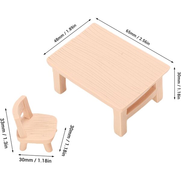 Set Miniature di Tavolo e Sedie in Resina per Casa delle Bambole 1/12