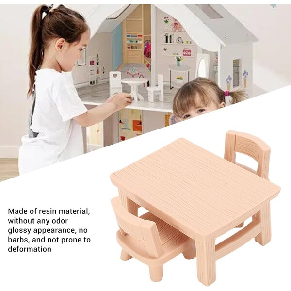 Set Miniature di Tavolo e Sedie in Resina per Casa delle Bambole 1/12
