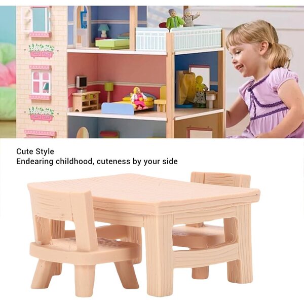 Set Miniature di Tavolo e Sedie in Resina per Casa delle Bambole 1/12