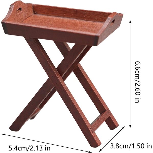 Accessori Miniatura Casa delle Bambole 1:12 - Modello Tavolo in Legno Colore Caffè