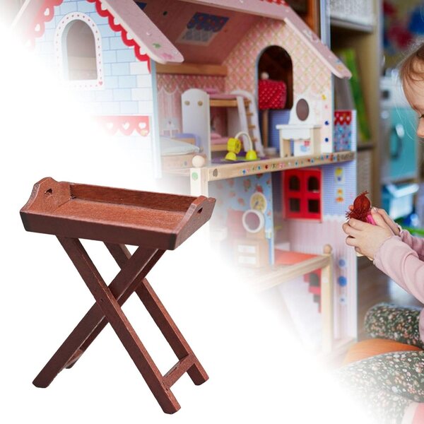 Accessori Miniatura Casa delle Bambole 1:12 - Modello Tavolo in Legno Colore Caffè