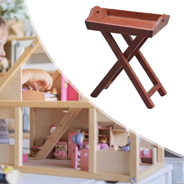 Accessori Miniatura Casa delle Bambole 1:12 - Modello Tavolo in Legno Colore Caffè