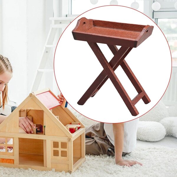Accessori Miniatura Casa delle Bambole 1:12 - Modello Tavolo in Legno Colore Caffè
