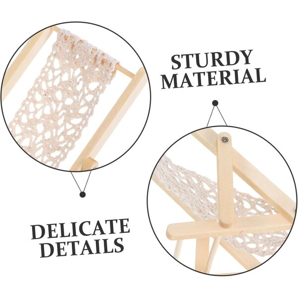 Set 3 Mini Sedie da Spiaggia Beige per Case delle Bambole e Giardini Fatati