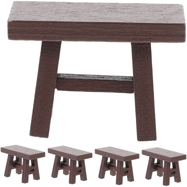 Set 5 Mini Tabouret in Legno Retro per Casa Bambole, Arredo Miniatura Naturale