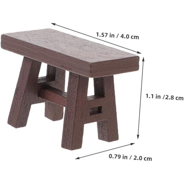 Set 5 Mini Tabouret in Legno Retro per Casa Bambole, Arredo Miniatura Naturale