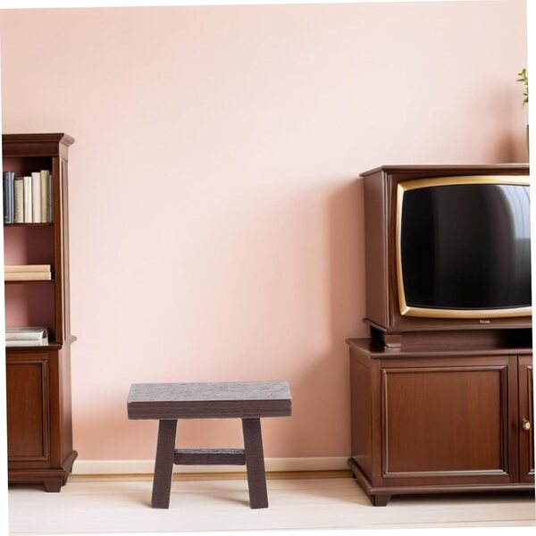 Set 5 Mini Tabouret in Legno Retro per Casa Bambole, Arredo Miniatura Naturale