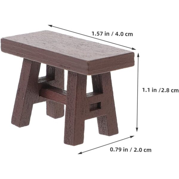 Set mit 5 Mini-Tabourets aus Holz für Puppenhäuser, realistisches Vintage-Design