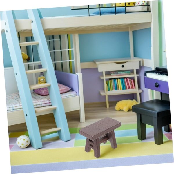 Set mit 5 Mini-Tabourets aus Holz für Puppenhäuser, realistisches Vintage-Design