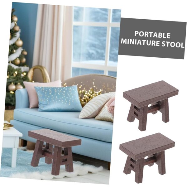 Set mit 5 Mini-Tabourets aus Holz für Puppenhäuser, realistisches Vintage-Design