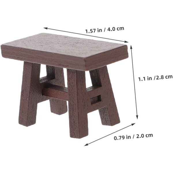 Set 5 Tabourets Miniature in Legno Vintage per Casa delle Bambole 4x2,8x2 cm