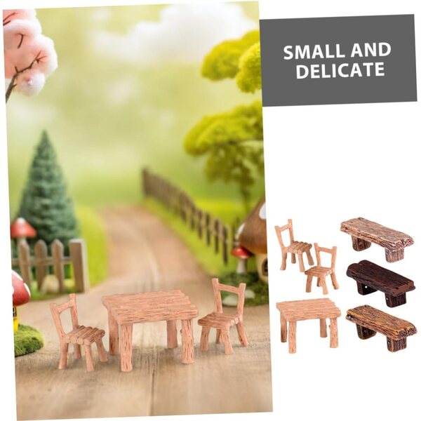 Set Miniature in Resina: Tavolo e 5 Sedie per Decorazioni Casa delle Bambole
