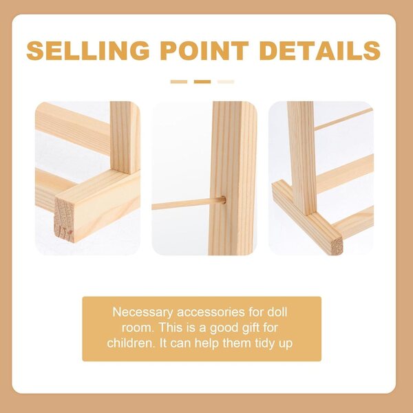 Mini-Kleiderbügel aus Holz für Puppen, widerstandsfähiges und sicheres Organizer-Regal
