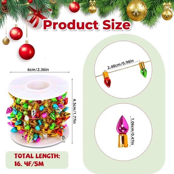 Mini Guirlande Lumineuse Casa delle Bambole 5m Accessorio Decorativo Finto Natale 1:12